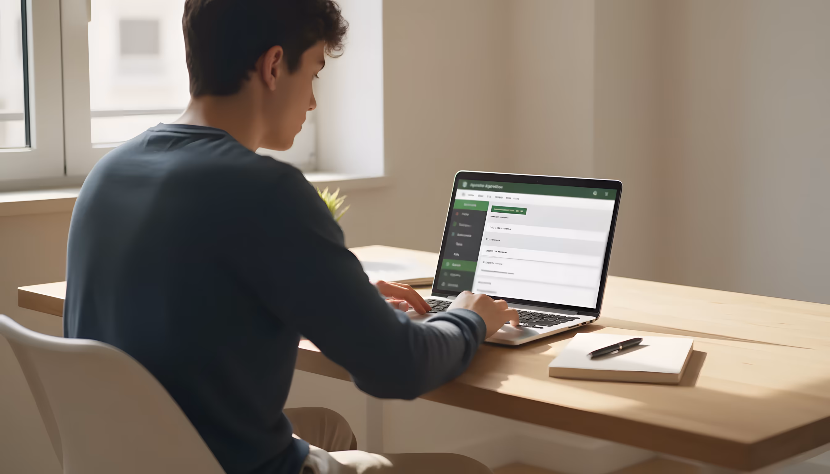 Persona sentada frente a un portátil revisando diferentes operadores de apuestas deportivas virtuales